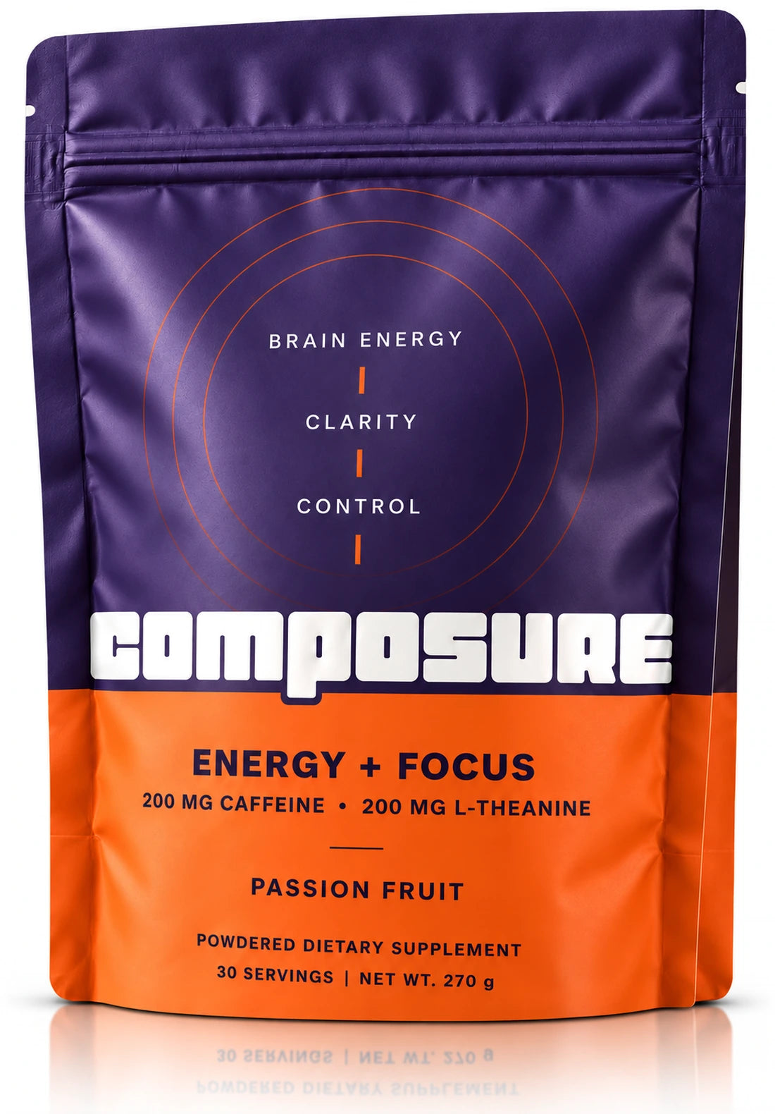 Front of the COMPOSURE Energy + Focus pouch